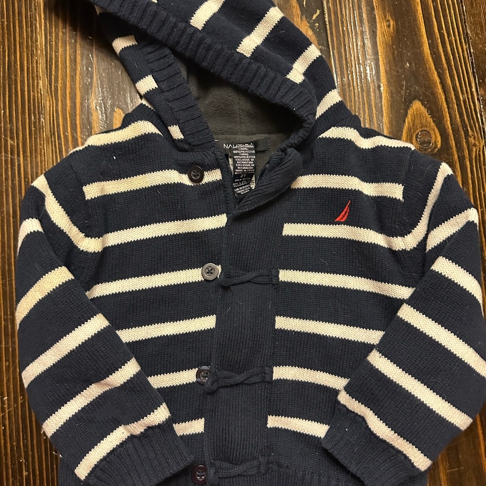 Nautica Kids Navy and White Striped Hoodie